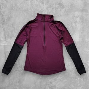 PINK Victoria's Secret Maroon and Black Long Sleeve Top